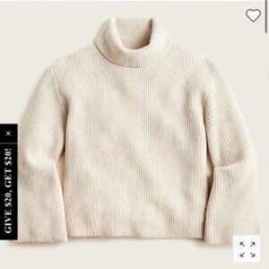 J.Crew Wool and Recycled Cashmere Relaxed Turtleneck Natural Size XS EUC